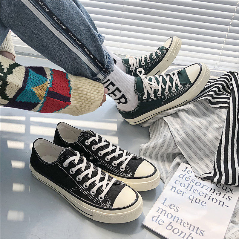 Canvas Shoes Men's Low Helps Men's Shoes Han Edition Men's Wave Shoes Spring Summer New Black Classic Breathable 100 Hitch Casual Shoes Cloth Shoes-Taobao