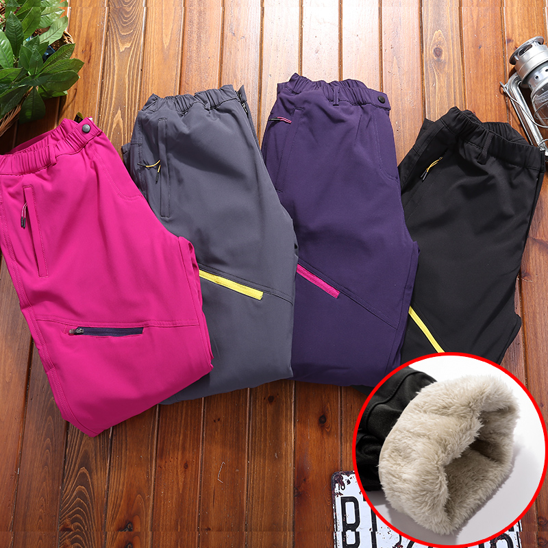 Outdoor assault pants men's and women's autumn and winter plus velvet thick removable liner warm windproof waterproof loose mountaineering pants