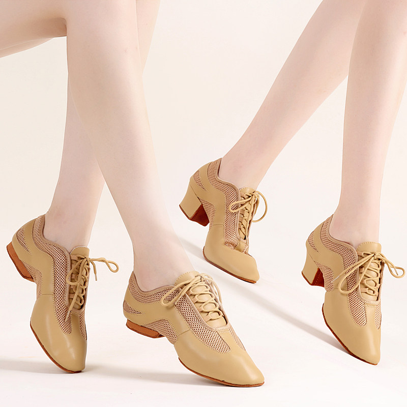 Professional Latin Dance Shoes Teacher Shoes Low to Adult Female Soft Bottom State Dancing Skills Shoes Summer Modern Dance Shoe Men