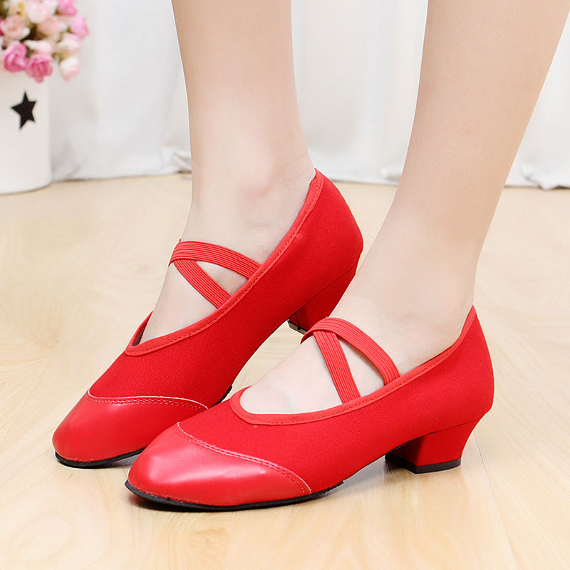 Square Dance Shoes Lady New Dance Shoes Red Low Heel Dancing Shoes Social Dance Shoes Midnight Co-Dance Shoes
