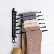 Non-perforated towel rack Toilet towel rack hook bathroom pylons Single rod rotating towel bar Toilet wall-mounted