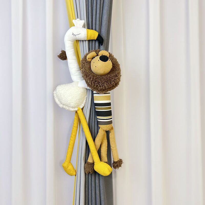 Cartoon Curtain Tiebacks, a Pair of Animal Figurines, Children's Room Decorations, Animal-Shaped Curtain Decorations, a Pair