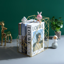 Magazine rack creative Nordic wrought iron gold newspaper rack desktop display rack kindergarten study storage rack storage rack