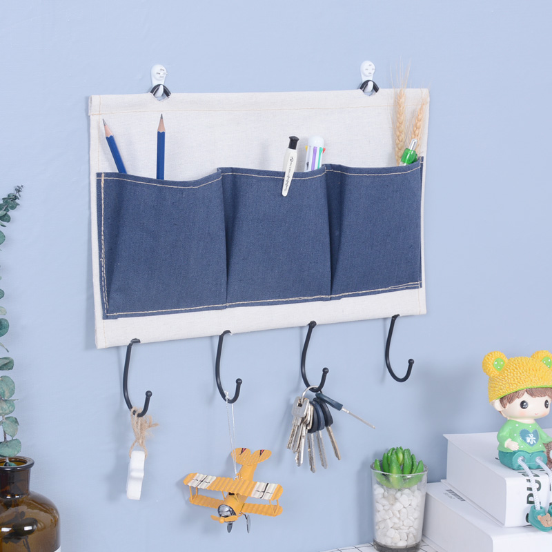 Creative Home Fabric Collection Hanging Bag Wall-mounted Cashier Bag Wall Door Rear Dormitory Home Hyun Guan Key Hook