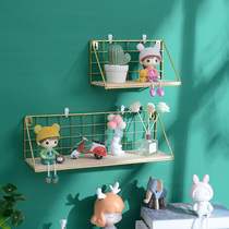 Decorative rack Nordic wrought iron home wall hanging shelf gold shop wall decoration girl childrens room wall shelf