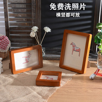 Photo frame creative solid wood retro home decoration ornaments picture frame wash photo custom frame 3567 inch nostalgic setting