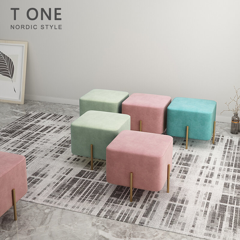 Nordic shoe-changing shoe stool door household square stool wearing shoe stool fitting room small sofa stool clothing store long stool