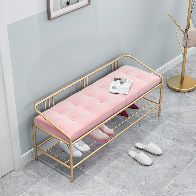 Nordic door change shoe stool soft bag cushion home door porch shoe cabinet light luxury wrought iron clothing store wear shoe stool