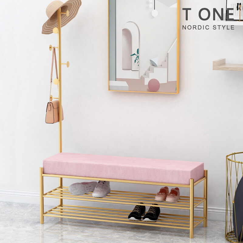 Change shoe stool hanger one-piece home door shoe cabinet sitting stool light luxury entry door shoe rack coat rack wear shoe stool