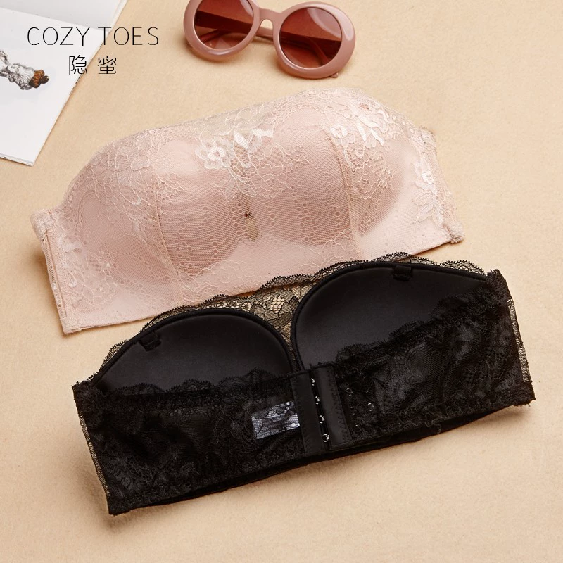 Áo ngực quây tập hợp áo lót vô hình quây ngực sticker sexy vẻ đẹp trở lại không có vòng thép ống đầu quấn ren ngực - Áo ngực không dây