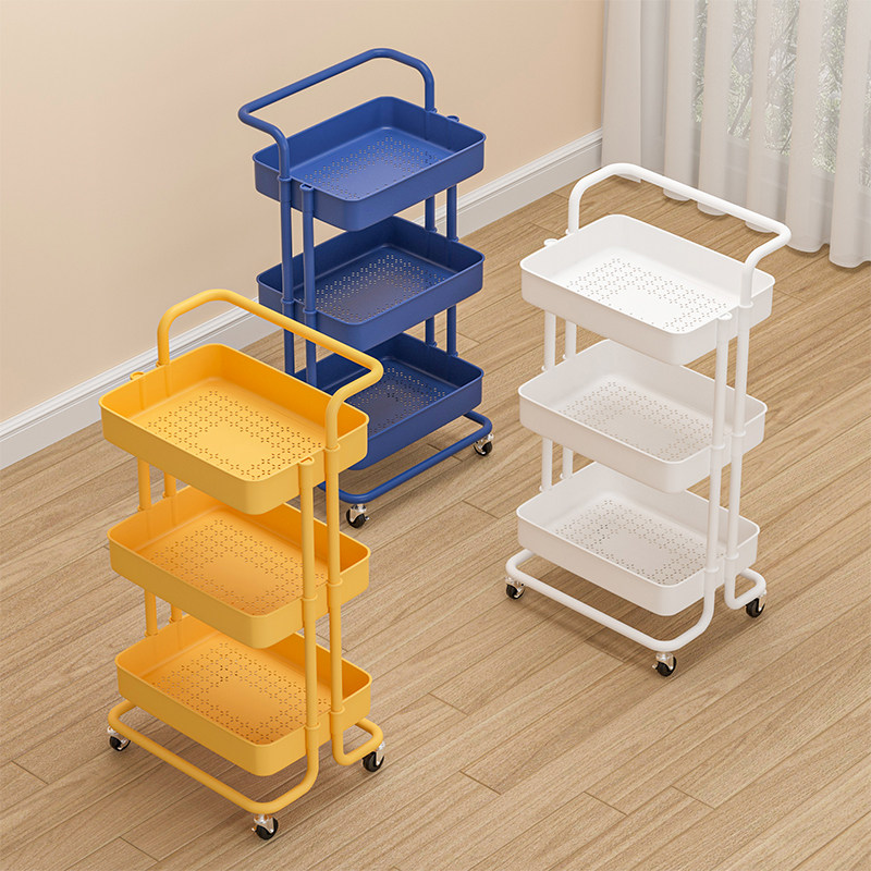 Small Cart Shelve Shelve kitchen Living room Bathroom Makeup Room bedroom Snack Baby Mobile Multilayer Floor Containing shelf