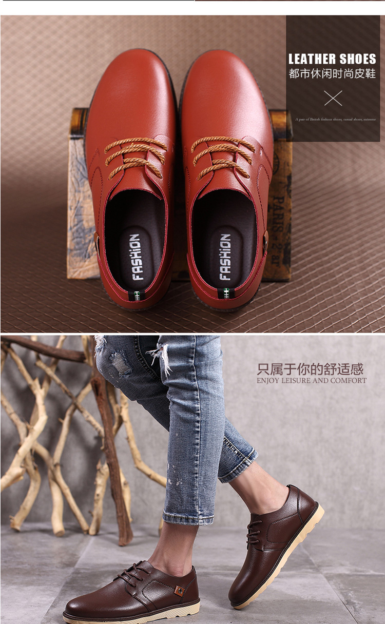 Giày nam Giày mùa xuân cho nam Giày mới của nam Giày thấp Anh Giày thông thường có đầu tròn màu đen Giày nam cỡ lớn giày sport