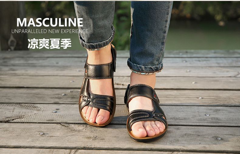Mùa hè nam xu hướng dép da bình thường giày đi biển dép nam giày dép thoáng khí dép trượt shop giày nam đẹp
