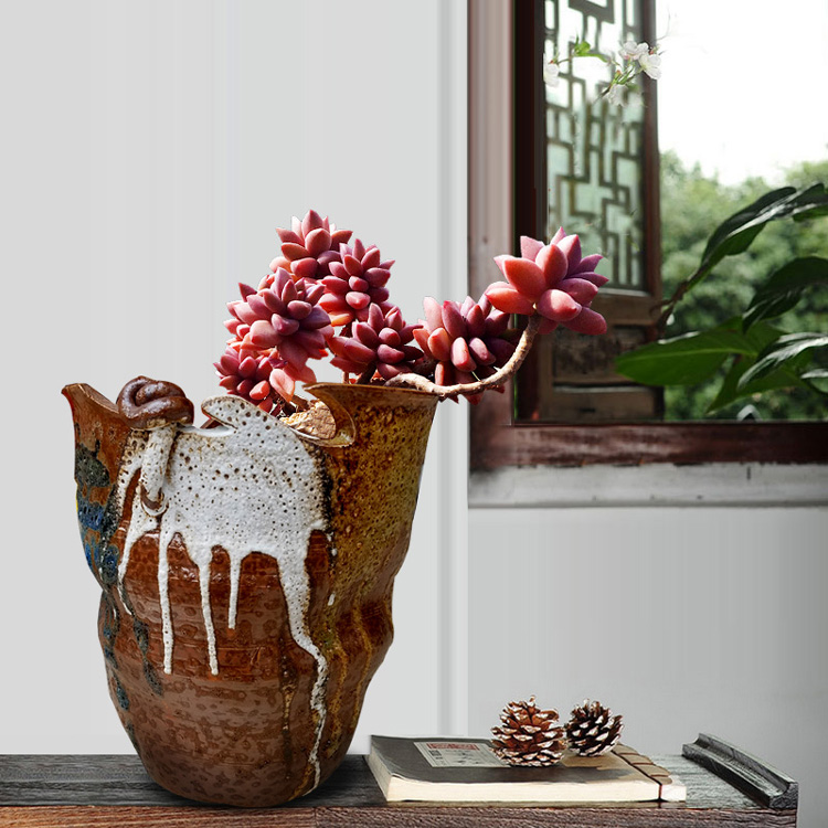 Lò gốm cũ làm bằng tay lò gốm [民 艺] bình trà bằng gốm bình hoa bình gốm cũ - Vase / Bồn hoa & Kệ bình thủy tinh trồng cây