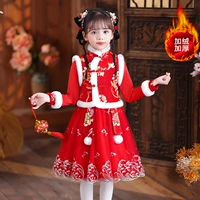 Утепленное ханьфу, ципао для девочек, детский пуховик, китайский стиль