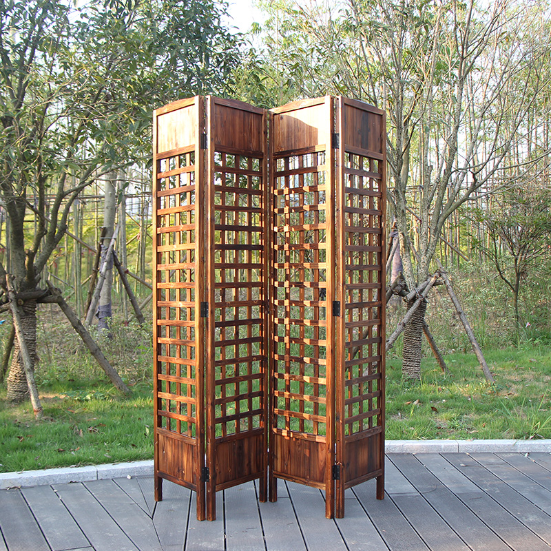 Outdoor Solid Wood Grid Screen Wood Fence Fence Chandelia Flowers Basket indoor dining room Balcony Flowers Shelf Partition Wall