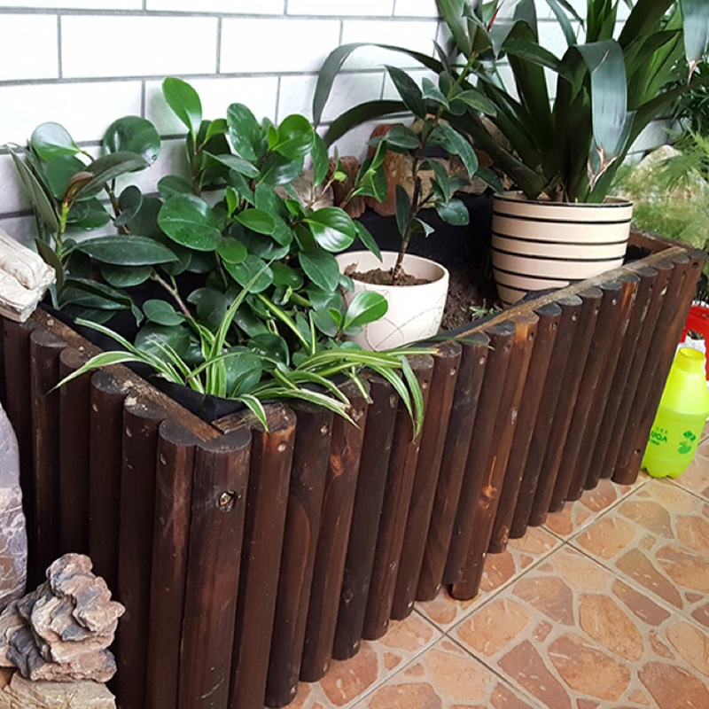 Wooden flower pot rectangular outdoor planting box outdoor balcony vegetable pot extra large solid wood flower trough thick anti-corrosion wood flower box