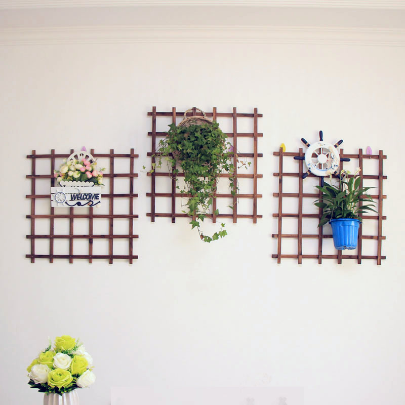 Outdoor balcony climbing rattan anti-corrosion wooden fence telescopic pull net courtyard wooden fence wooden fence wall grid flower stand