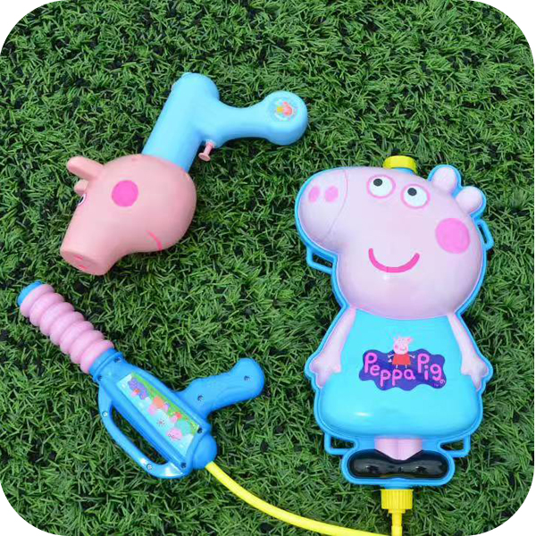 Pepe pig đồ chơi pig water gun Peggy trẻ em bé ba lô bãi biển đuối nước súng kéo công suất lớn