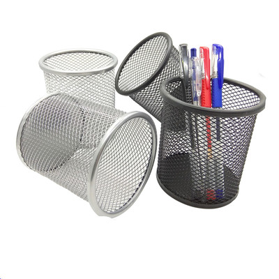 彩色铁艺镂空笔筒 多功能网格金属笔筒 学生办公学习收纳筒