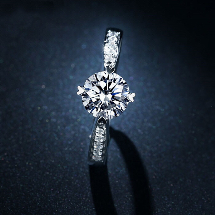 Fu Bing Diamond Girl 1 carat platinum diamond ring ring four claw diamond ring girl