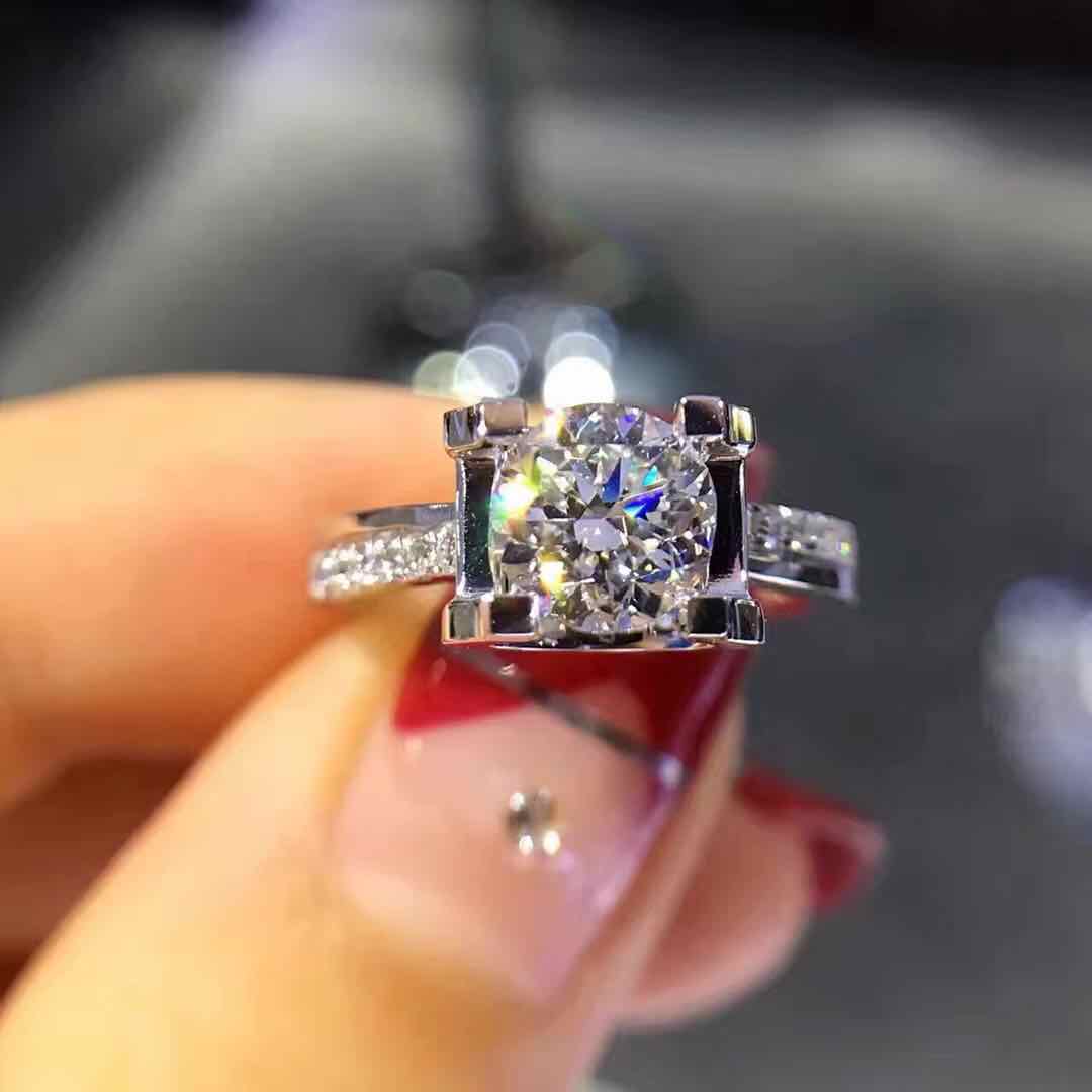 Fu Sheng Sheng natural diamond custom 90 points FG color bull head diamond ring Wedding ring Diamond ring Birthday gift