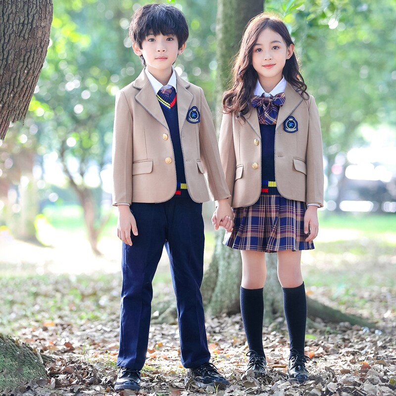Kindergarten garden uniform Spring and autumn winter four-piece set primary and secondary school students school uniform British college style suit class uniform customization