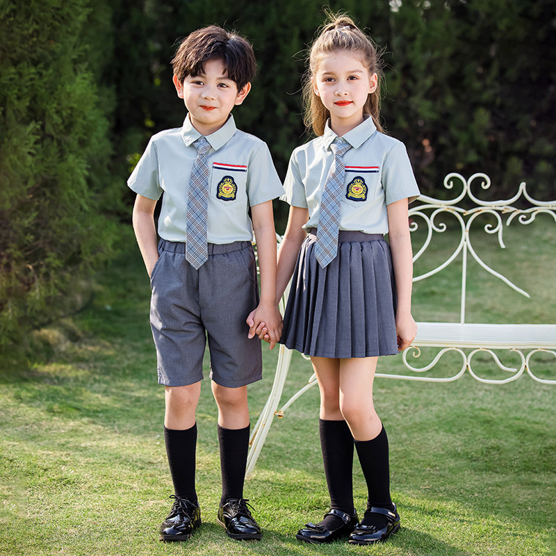jk British style school uniform suit summer kindergarten class uniform short-sleeved uniform primary school students graduation photo photo clothes