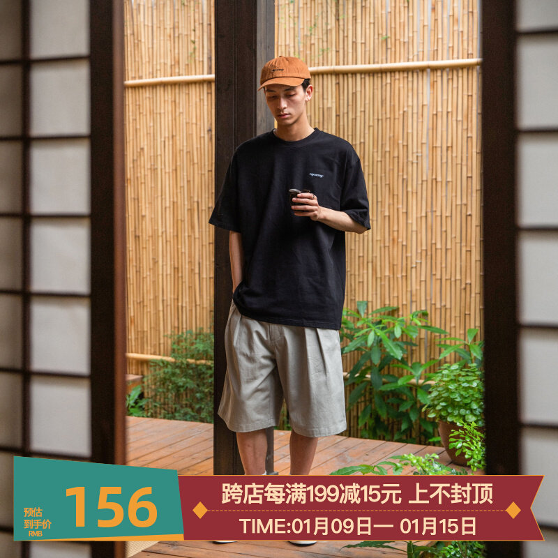 NGOARMY pleated shorts Japanese Joker loose profile casual men and women spring and summer original national tide cityboy