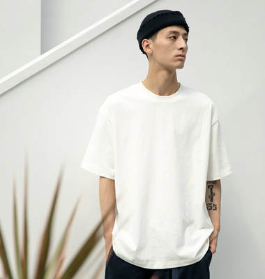 NORYBRAND's latest 255G round-neck Xinjiang cotton base white short-sleeved T-shirts for both men and women are loose
