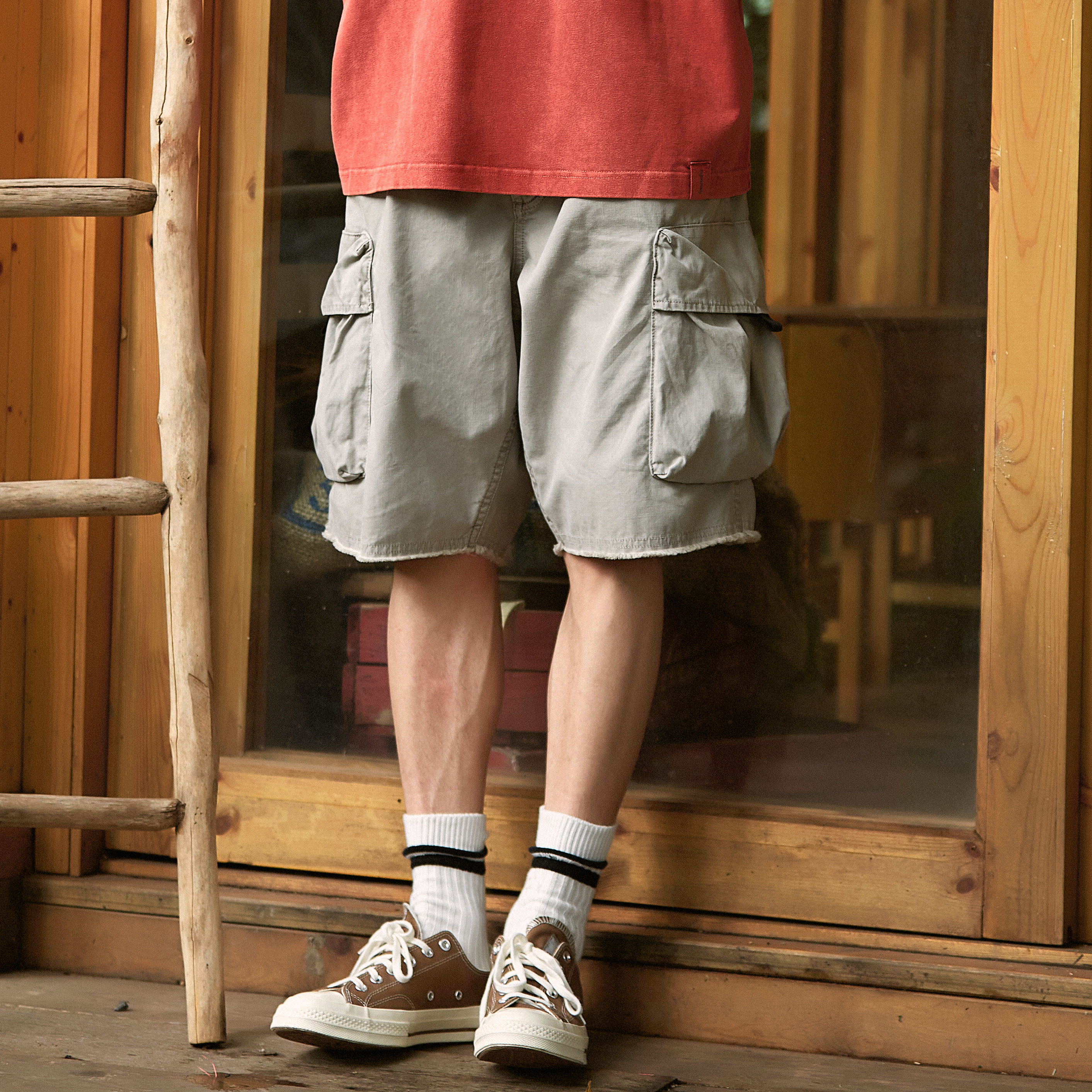 NGOARMY summer Joker three-dimensional big pocket batik wash do old military vintage shorts loose Yu Wenle