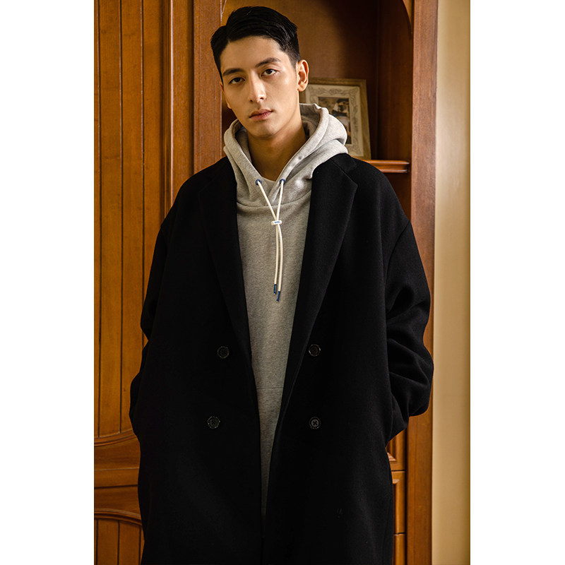 NGOARMY Chester Japanese woolen coat mid-length solid color suit collar coat windbreaker temperament casual trend