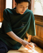 NGOARMY x 明天天 几点 几点系列 Fun pocket short-sleeved national tide pure cotton mens solid color summer printing round neck T-shirt