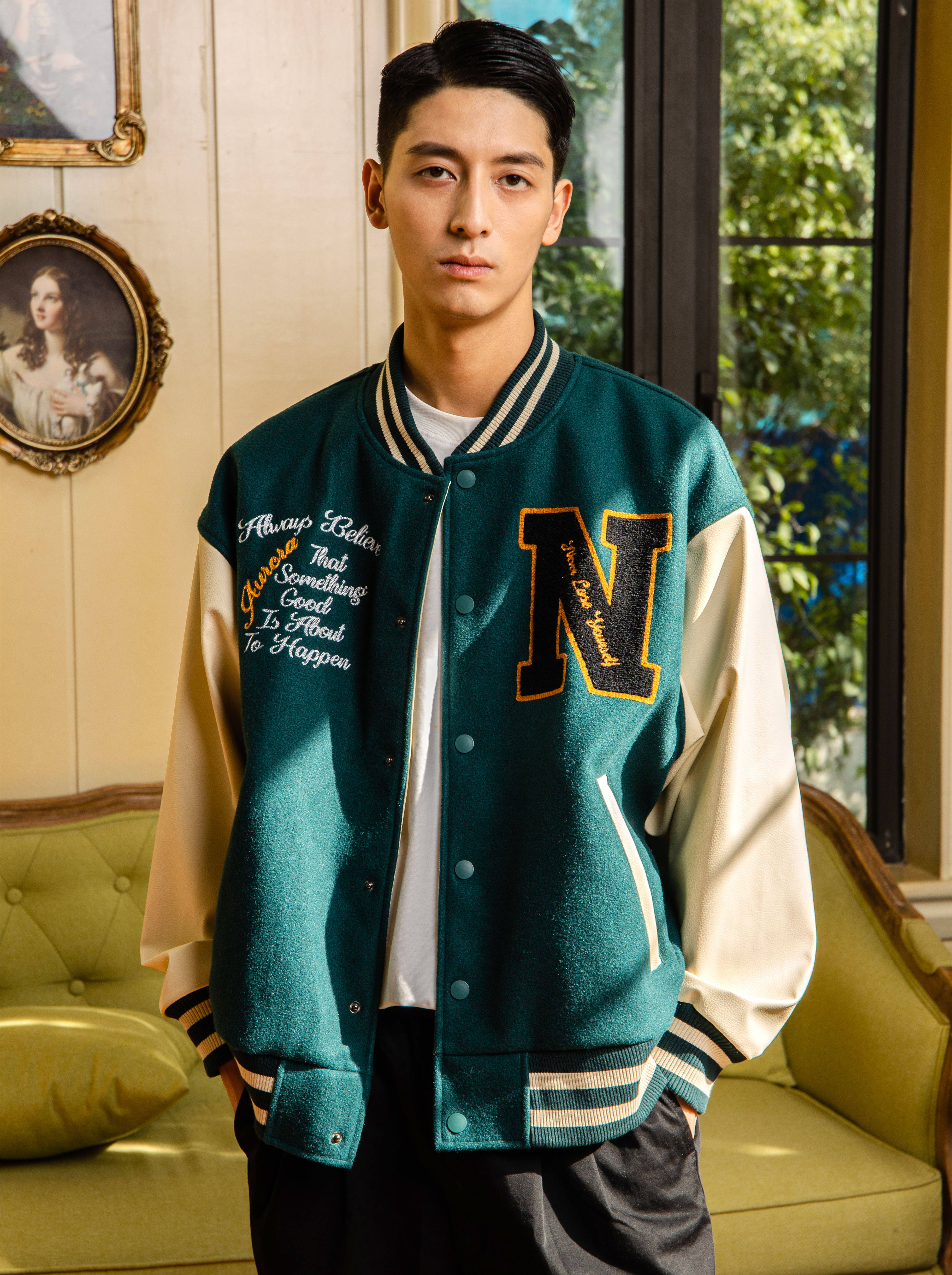 NGOARMY nory baseball jacket jacket jacket couple national tide original embroidery all-match retro vibe