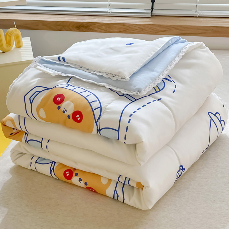 Summer washable water washed cotton summer cool quilted by three or four pieces of bed linen Dormitory Students Children's Spring and Autumn Thin Air Conditioning Quilt