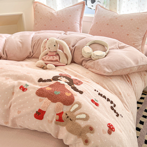 Winter Class a Milk Velvet Duvet Cover 150X200 Single Piece Children's Thickened Fleece Dormitory Single Coral Fleece Du