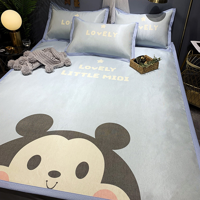 Cartoon Summer Machine Washable Ice Silk Cool Mat Three Sets Student Dorm Room Single Children Bed Ogasan Air Conditioning Cool Mat