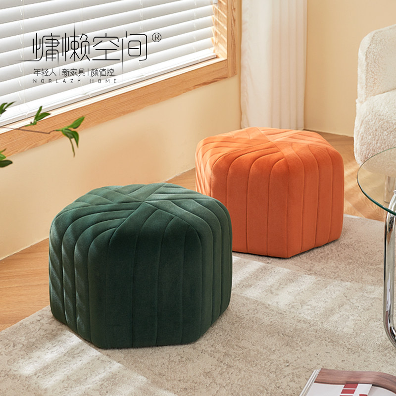 Creative simple fabric low stool Nordic light luxury living room sofa stool modern home door shoe changing stool small cloth stool