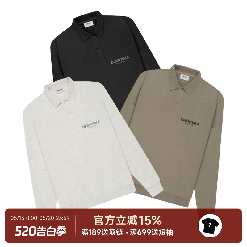 Мужская поло-рубашка с длинным рукавом с ярлыком back label и надписью FOG Essentials 20FW, истинное Spot Fear Of God