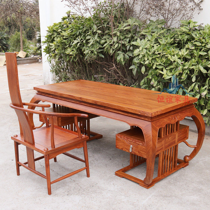 Hedgehog rosewood desk chair solid wood calligraphy table Chinese painting case rosewood mahogany furniture desk computer desk