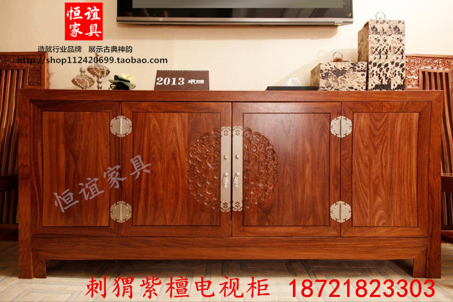 Hedgehog Purple Sandalwood Dining Cabinet Shoes Cabinet Solid Wood TV Cabinet Innate New Chinese Red Wood Wine Cabinet Container Manufacturer Direct Sales