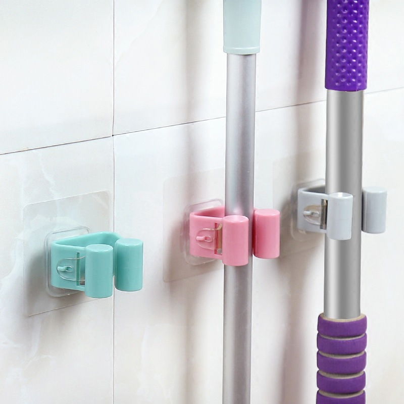 Free Punching Mop Rack Mop Hook Creative No-Mark Bathroom Mop Slime Hook Rack Sweep Grip Mop Clips