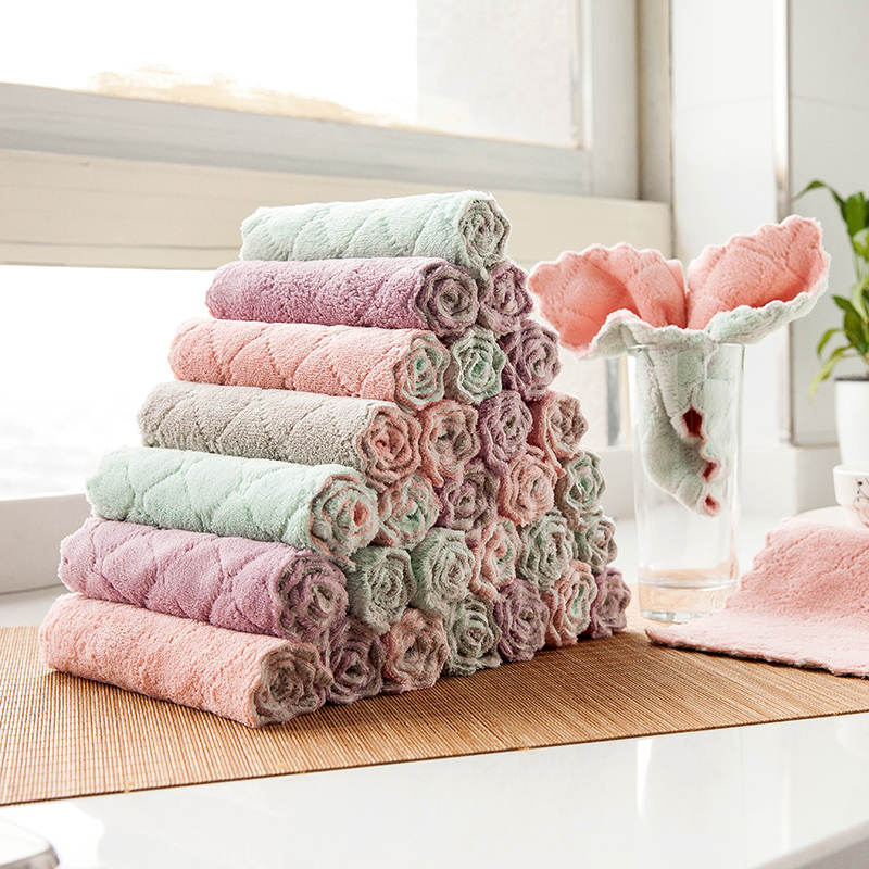 Fish scale rag no marks dishwashing cloth clean kitchen rubbing table towels to oil for household water suction not easy to fall out of oil