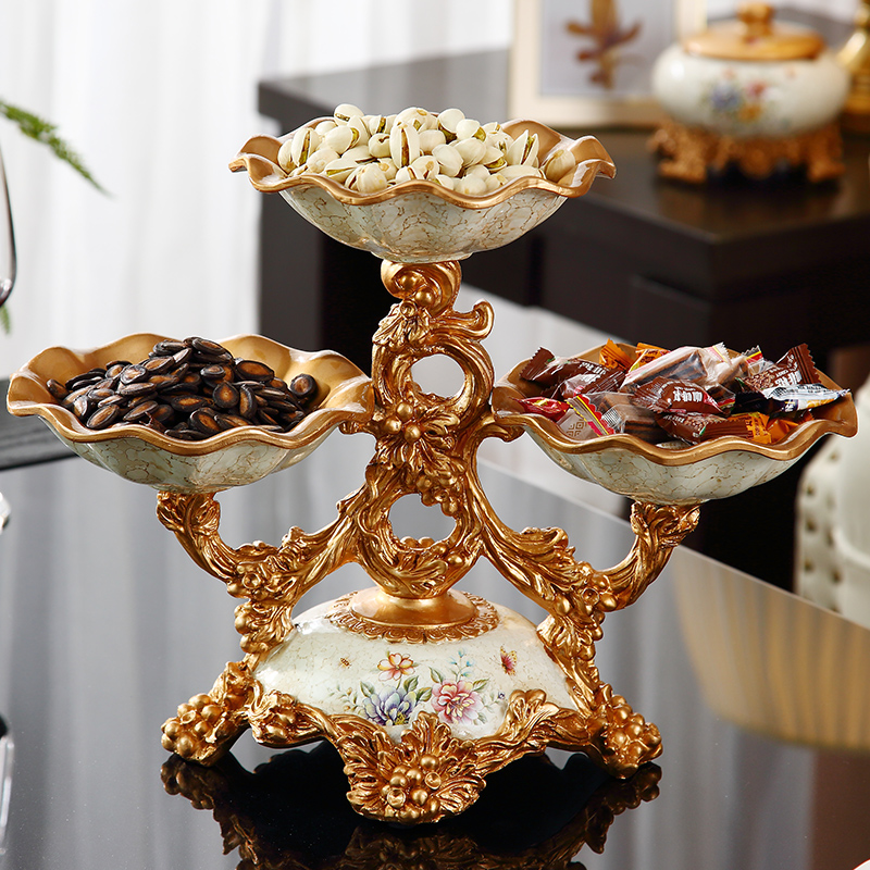European-style retro multi-layer dried fruit plate living room household candy plate fragment fragment of American tea frame