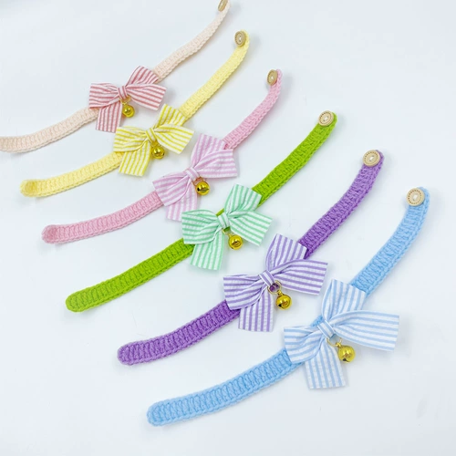 Чокер ручной работы, плетеный шарф с бантиком, мягкий колокольчик, милый кролик, аксессуар, кот