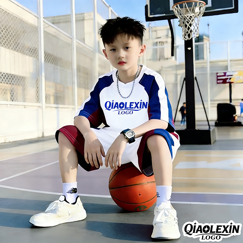 Kids Boys' Summer Basketball Uniform Set – Ice Silk Breathable Sports Tee + Shorts, Quick Dry 2-Piece Activewear (2026 Style)