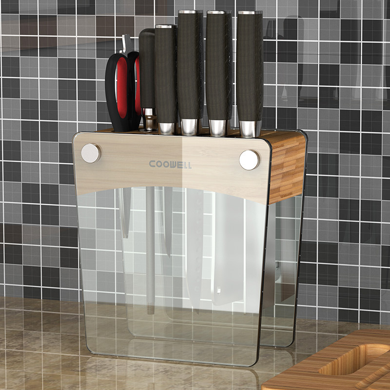 COOWELL household multi-functional original ventilation transparent Nanzhu kitchen knife holder knife holder storage rack storage rack