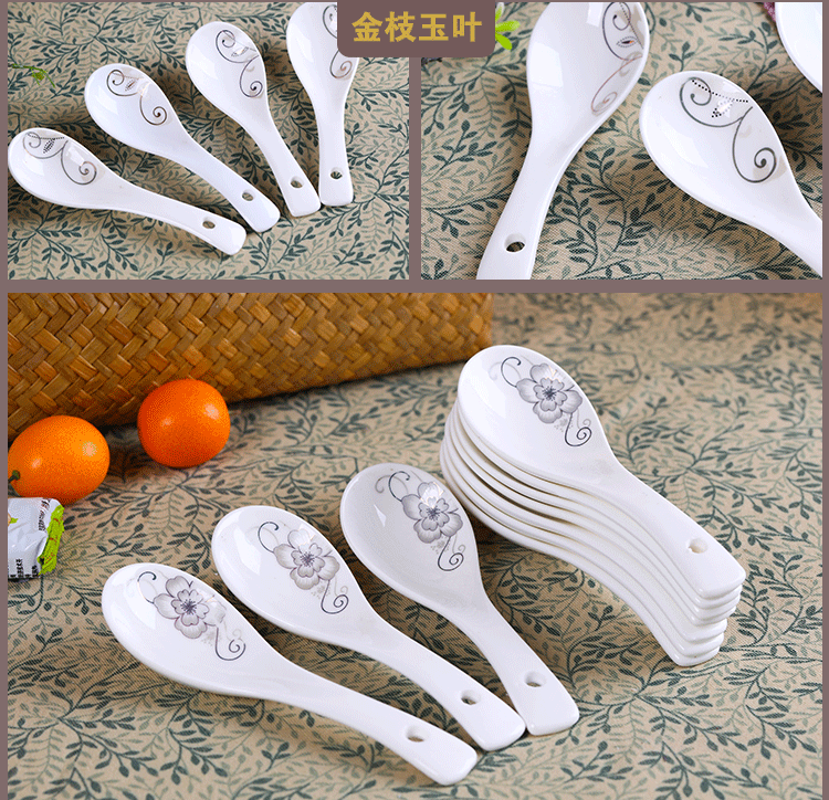 Ưu đãi đặc biệt 9,9 10 thìa nhỏ Thìa dùng thìa thìa cơm thìa gốm cầm tay dài lò vi sóng - Đồ ăn tối bộ bát đĩa đẹp