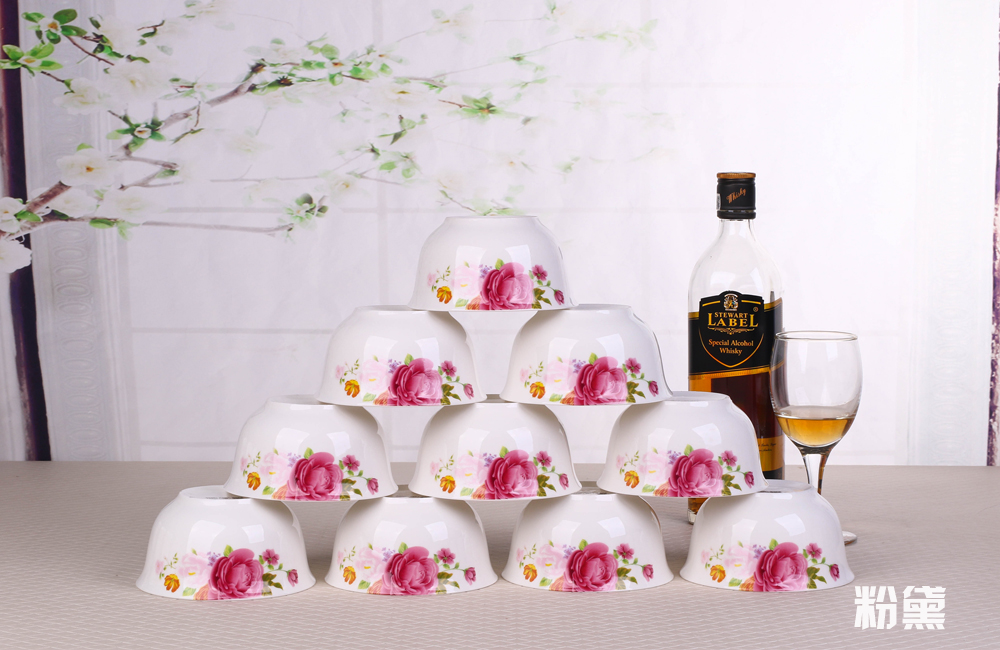 10 Gói Golden Bell Bát Jingdezhen Bộ đồ ăn bằng gốm Cao cấp Bát Bát Bữa tối Bát Cơm Bát Bát Nhỏ Bát kiểu Trung Quốc Đơn giản bộ chén dĩa sứ