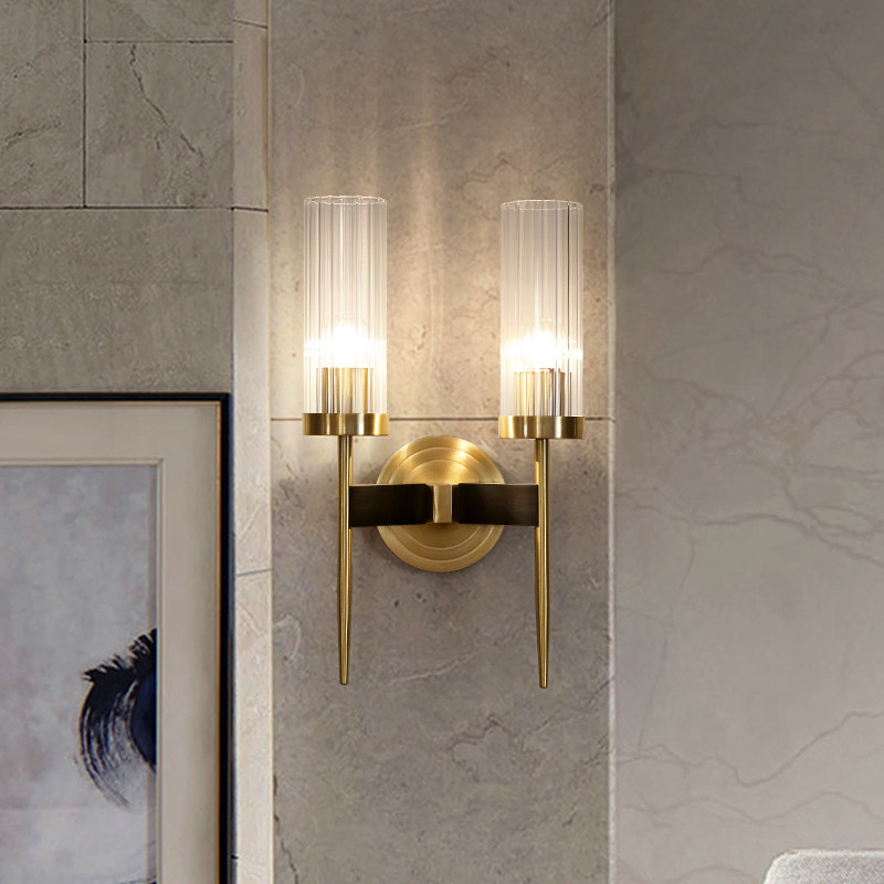 World Crown Creative All Copper Wall Lamp Post-modern Simple Bedroom Lamp Bedside Lamp Living Room Aisle TV Wall Lamp